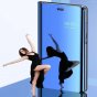 Чехол-книжка MyPads для Samsung Galaxy S10+ Plus SM-G975F с дизайном Clear View Cover с полупрозрачной пластиковой крышкой с зеркальной поверхностью синий