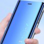 Чехол-книжка MyPads для Samsung Galaxy S10+ Plus SM-G975F с дизайном Clear View Cover с полупрозрачной пластиковой крышкой с зеркальной поверхностью синий