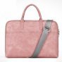 Сумка-портфель MyPads M933 для ноутбука 12.5 /13.3 /14.1 /15.4 /15.6 /16 / 17.3 из качественной искусственной кожи женская модная красивая с ручкой для переноски и с ремнем через плечо + сумочка для аксессуаров розового цвета