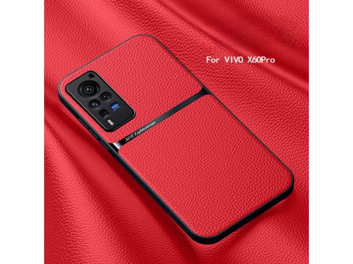Кожаный чехол MyPads для VIVO X60 Pro с защитой камеры и магнитным автомобильным держателем..