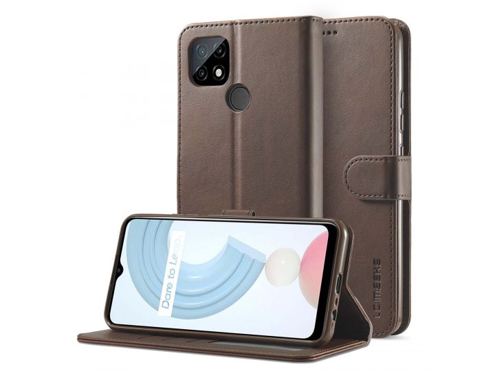 Кожаный книжный чехол LCIMEEKE / MyPads для OPPO Realme C21 C20 (Оппо Реалми C21 C20) с визитницей из экокожи..