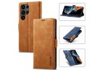 Кожаный книжка чехол LCIMEEKE / MyPads для Samsung Galaxy S24 Ultra / Самсунг Галакси С24 Ультра с магнитным противоударным защитным чехлом и откидным кошельком