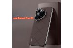 Стильный чехол MyPads для Huawei Pura 70 (Хуавей Пура 70) из веганской кожи с защитой линз и металлическими кнопками