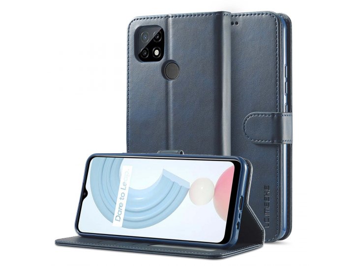 Кожаный книжный чехол LCIMEEKE / MyPads для OPPO Realme C21 C20 (Оппо Реалми C21 C20) с визитницей из экокожи..