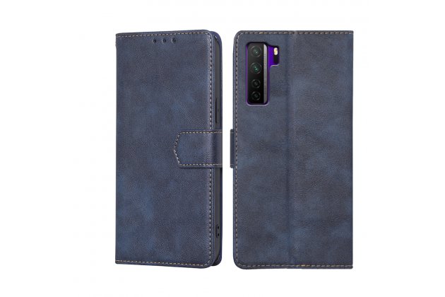 Чехол-книжка MyPads для Honor 30S / Huawei P40 Lite 5G /Nova 7 SE / Хонор 30s телячья кожа (синий)