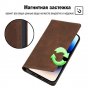 Чехол-книжка MyPads для Oppo Realme C21 / Реалми С21,Телячья кожа,закрывающаяся на магнит,коричневый