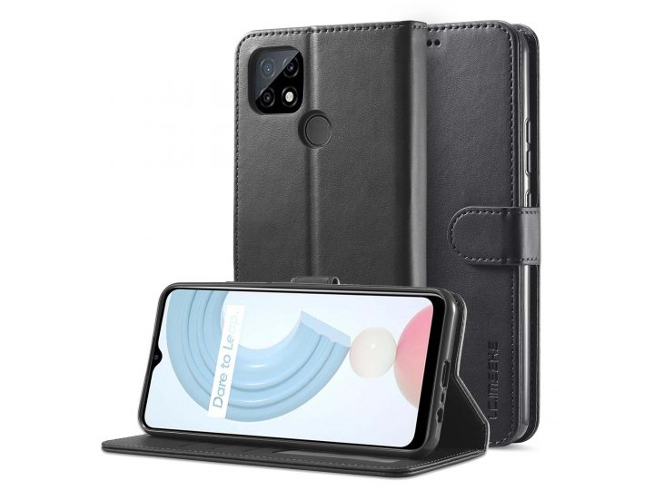 Кожаный книжный чехол LCIMEEKE / MyPads для OPPO Realme C21 C20 (Оппо Реалми C21 C20) с визитницей из экокожи..