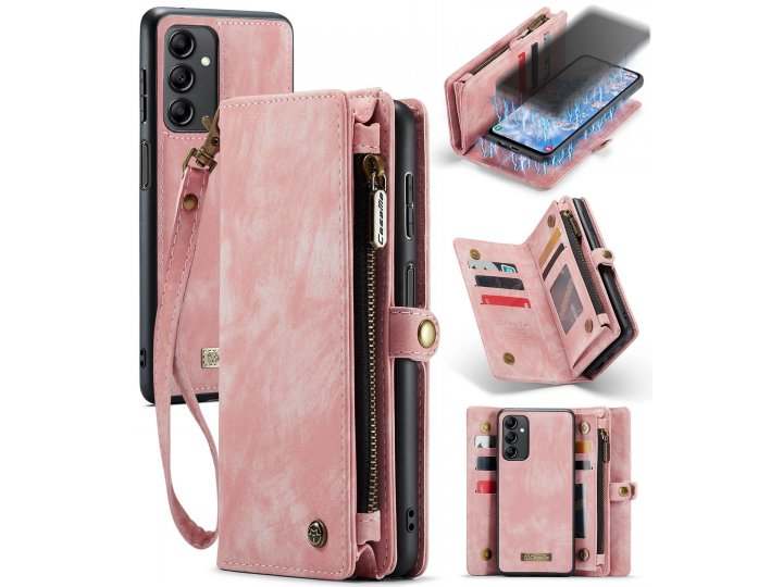 CaseMe Кожаный чехол-кошелек MyPads для Samsung Galaxy A14 4G 5G - магнитный дизайн 2-в-1..