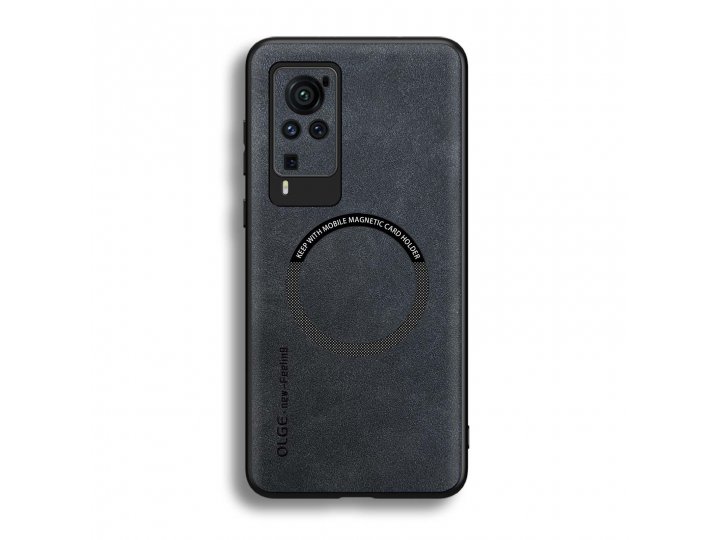 Кожаный чехол MyPads для Vivo X60 Pro (Виво X60 Про) с магнитной крышкой Magsafe..