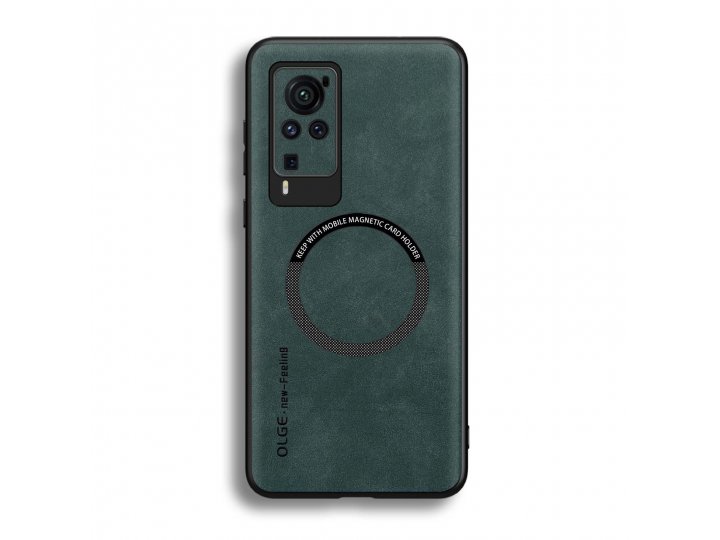 Кожаный чехол MyPads для Vivo X60 Pro (Виво X60 Про) с магнитной крышкой Magsafe..