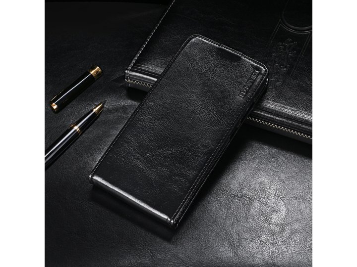 Фирменный оригинальный вертикальный откидной вниз чехол-флип для ZTE Blade L8/ZTE Blade A3 (2019) черный водоо..