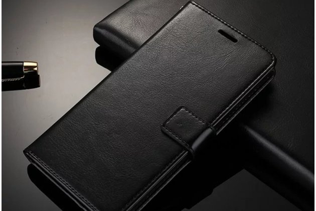 Фирменный чехол-книжка для ZTE Blade 20smart из качественной импортной кожи с подставкой застёжкой и визитницей черный