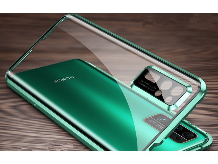 Магнитный чехол бампер MyPads «Vetro magnete» из закаленного стекла и металла для Huawei Nova 7 SE / Huawei Ho..