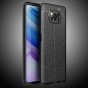 Фирменный чехол бампер накладка на Xiaomi POCO X3 / X3 NFC / X3 Pro из качественного износостойкого силикона с декоративным дизайном под кожу с тиснением черный