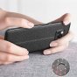 Фирменный чехол бампер накладка на Xiaomi POCO X3 / X3 NFC / X3 Pro из качественного износостойкого силикона с декоративным дизайном под кожу с тиснением черный