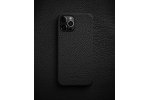 Чехол-панель накладка MyPads Melkco для iPhone 15 на металлической основе обтянутая воловьей кожей черная