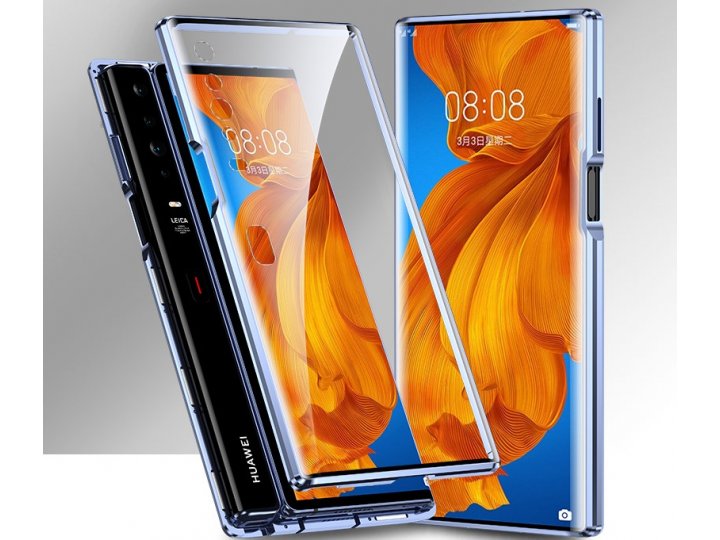 Магнитный чехол бампер MyPads «Vetro magnete» из закаленного стекла и металла для Huawei Mate X2 с двухсторонн..