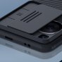 Чехол панель-бампер MyPads Tenda для Huawei P60 / Huawei P60 Pro из пластика с закрывающейся камерой и матовой отделкой «под карбон» с защитой шторкой заглушкой для камеры, черная